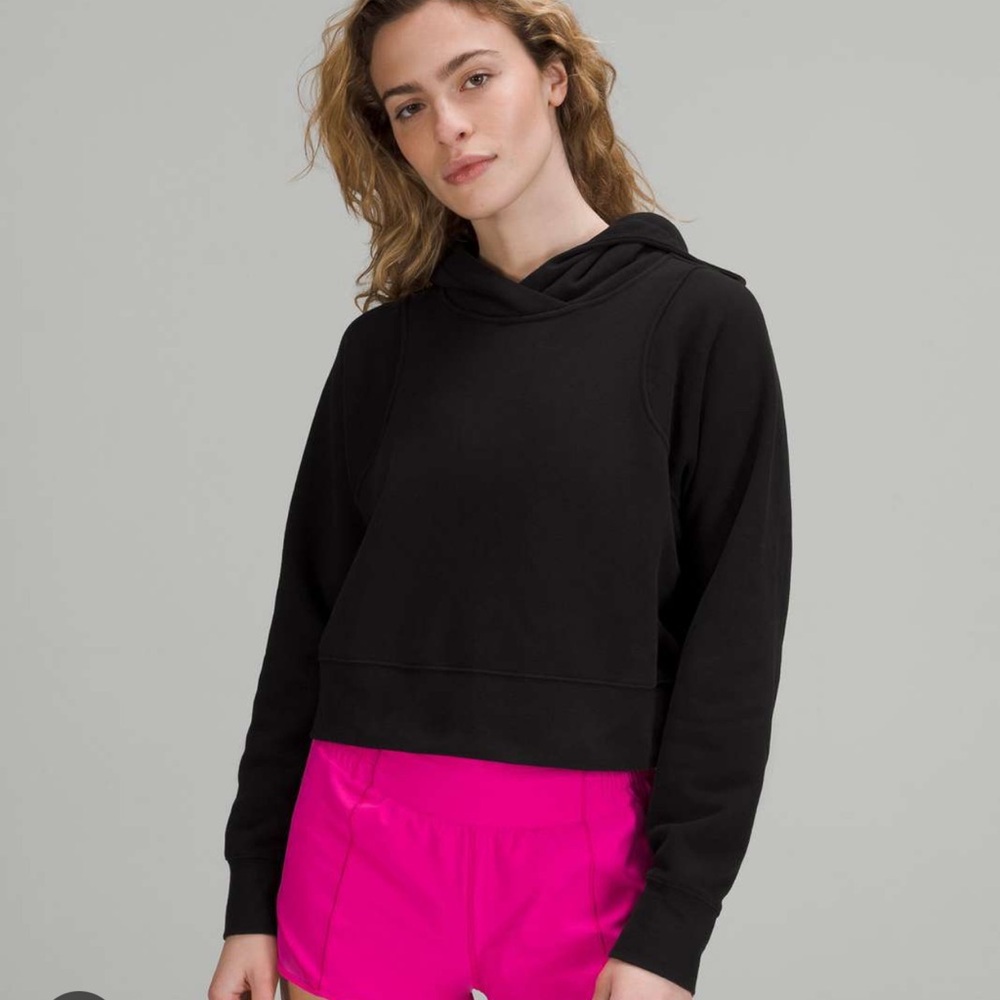 Lululemon Loungeful Cropped Hoodie - Black - Size 6